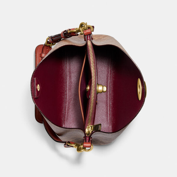 Túi Coach Willow 21 Bucket Bag Canvas Beige Brown C3890 B4NQ4 - Ảnh 5