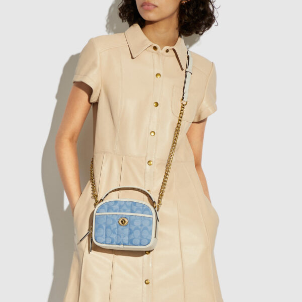 Túi Coach Lunchbox Top Handle In Signature Chambray With Quilting C4688 B4SUX - Ảnh 5