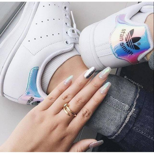 Giày Adidas Orginals Stan Smith  White Iridescent 'Hologram' AQ6272 - Ảnh 4