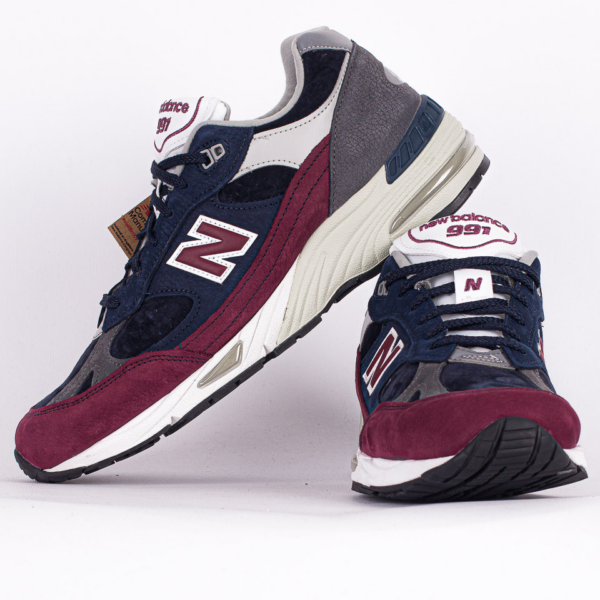 Giày New Balance 991 Made in England 'Navy Burgundy' M991RKB - Ảnh 2