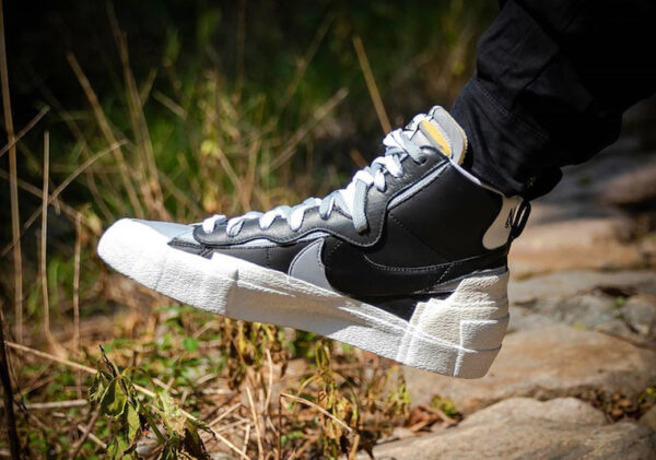 Giày Nike Blazer Mid sacai Black Grey BV0072-002 - Ảnh 3