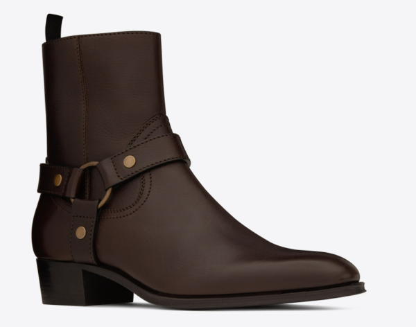 Giày Saint Laurent Wyatt Harness Boots In Smooth Leather 'Chocolate' 64909418T006023 - Ảnh 4