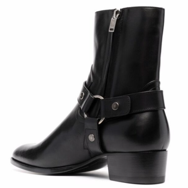 Giày Saint Laurent Wyatt Harness Boots In Smooth Leather 'Black' - Ảnh 5