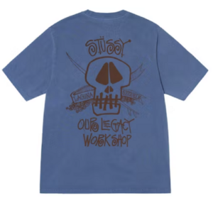 Ao Stussy x Our Legacy Work Shop Surf Skull Pigment Dyed Tee 'Indigo'
