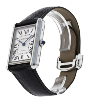 Dong Ho Cartier Tank Must Watch Extra Large Automatic Steel Calfskin 'Black' WSTA0040