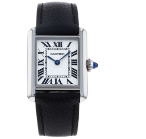 Dong Ho Cartier Tank Must Watch Small Quartz Steel Calfskin 'Black' WSTA0042