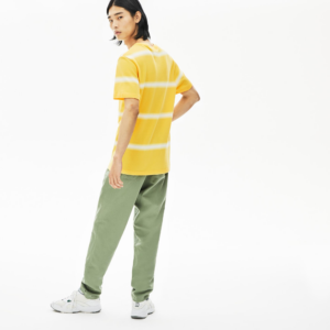 Ao Lacoste Striped Crewneck T-Shirt Yellow White TH5065-RX7