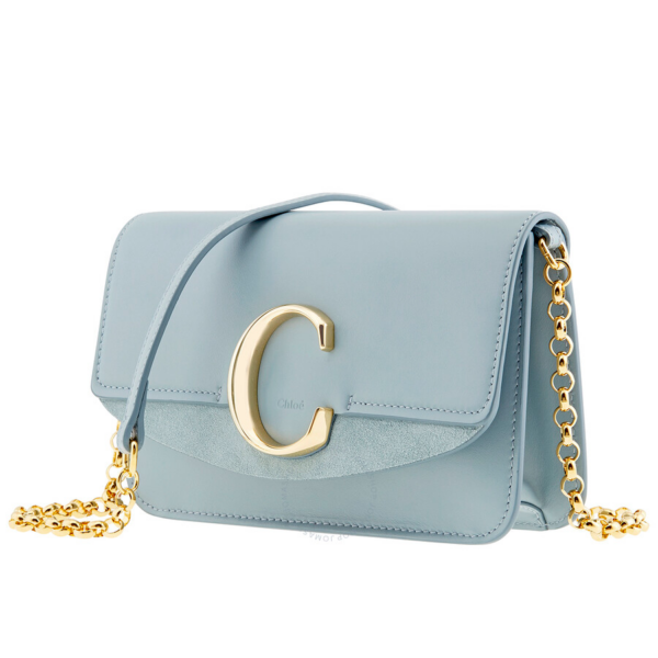 Túi Chloe' Light Blue Leather C Crossbody Bag CHC19SS192A3744L - Ảnh 3