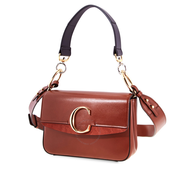 Túi Chloe Small C Double Carry Bag Sepia Brown CHC19SS191A3727S - Ảnh 3
