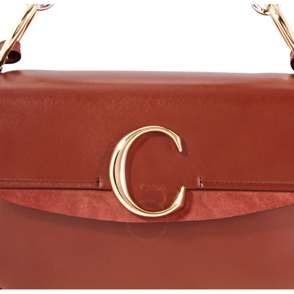 Túi Chloe Small C Double Carry Bag Sepia Brown CHC19SS191A3727S - Ảnh 4
