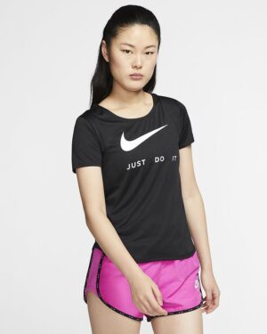 Alternative view of Áo Nike Women's Short-Sleeve Running Top 'Black White' CJ1971-010