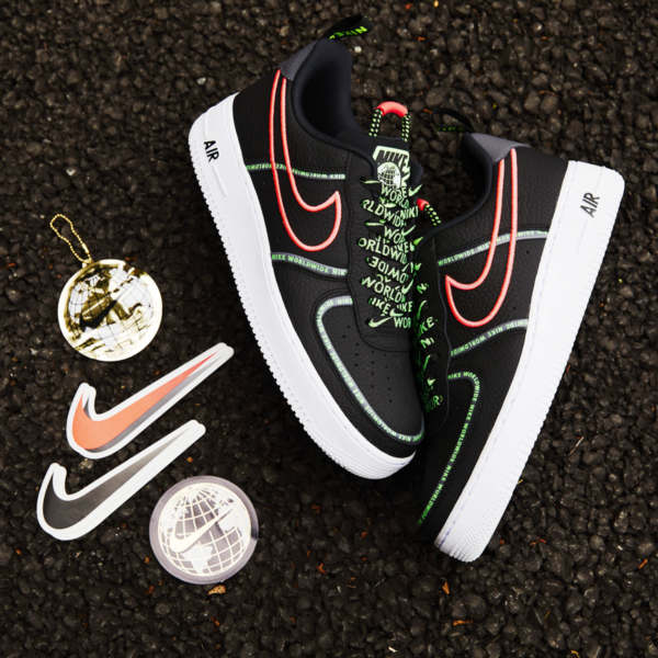 Giày Nike Air Force 1 07 PRM Worldwide Black Green Strike Crimson CK7213-001 - Ảnh 2