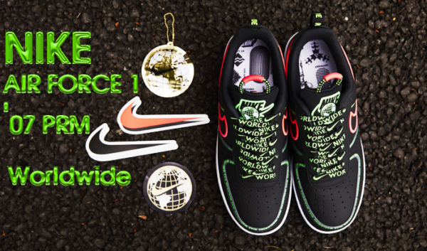 Giày Nike Air Force 1 07 PRM Worldwide Black Green Strike Crimson CK7213-001 - Ảnh 7