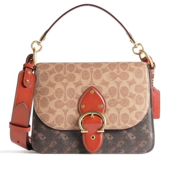 Túi Coach Signature Carriage Coated Canvas Beat Shoulder Bag Brown C2418 B4SI0