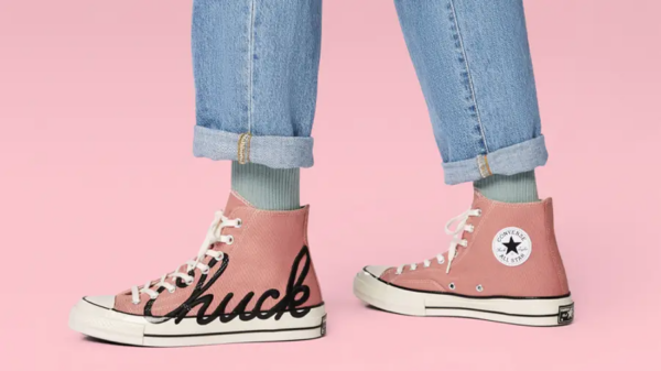Giày Converse Chuck 70 High 'Scripted Signature Print Rose Gold' 167697C - Ảnh 6