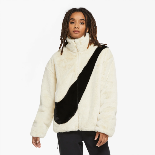 Áo Nike Sportswear Faux Fur Jacket White CU6559-238 - Ảnh 2