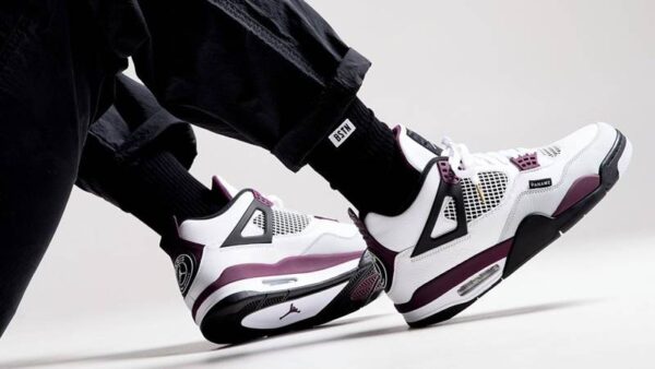 Giày Nike Paris Saint Germain x Air Jordan 4 Retro GS 'Bordeaux' CZ6509-100 - Ảnh 4