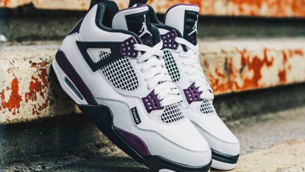 Giày Nike Paris Saint Germain x Air Jordan 4 Retro GS 'Bordeaux' CZ6509-100 - Ảnh 5