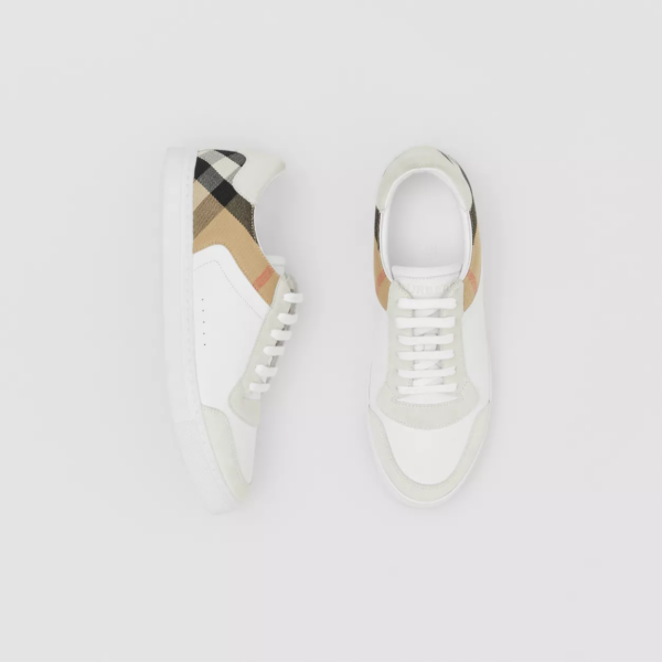 Giày Burberry House Check Cotton Sneakers Optic White 80241251 - Ảnh 5