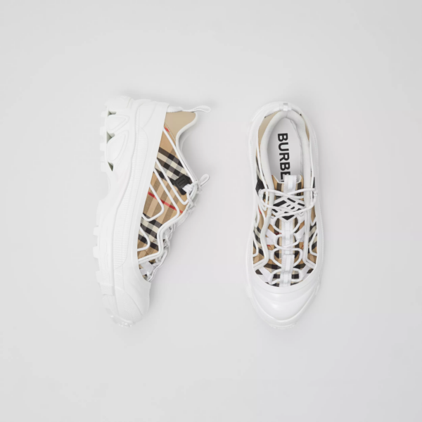 Giày Burberry Vintage Check Cotton Leather Arthur Beige 80372541 - Ảnh 4