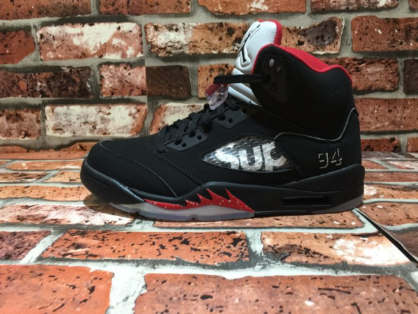 Giày Nike Supreme x Nike Air Jordan 5 Retro 'Black' 824371-001 - Ảnh 8
