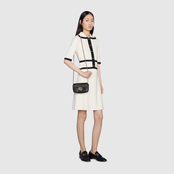 Túi Gucci GG Marmont Matelassé Black Chevron Leather 476433-DTDCT-1000 - Ảnh 4