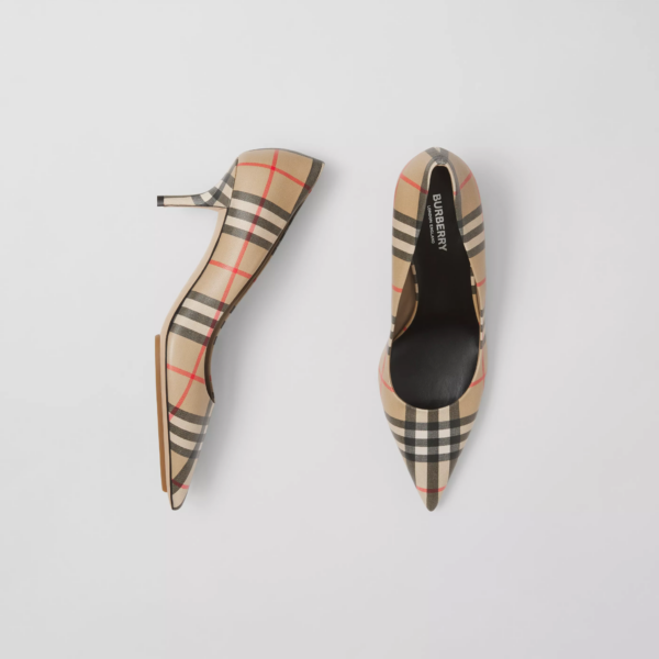 Giày Burberry Vintage Check Cotton Pumps Beige 80240751 - Ảnh 5