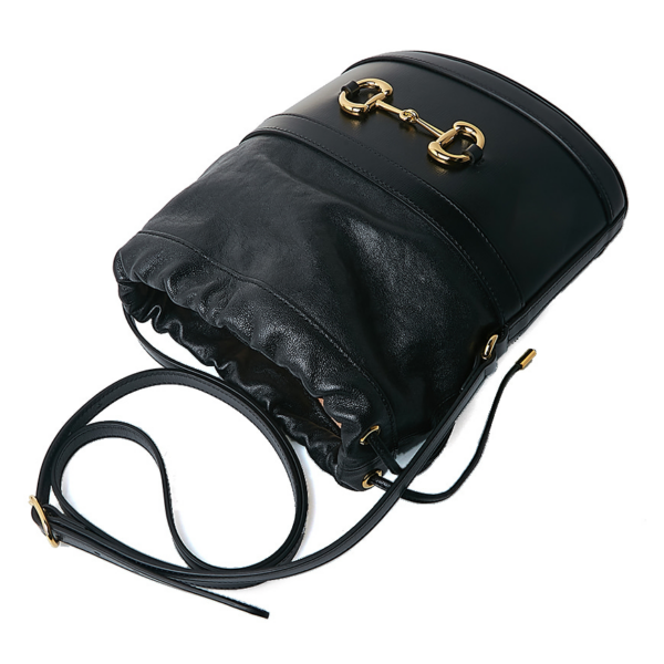 Túi Gucci Black Horsebit Bucket Bag 20FW 602118 1DBYG 1000 - Ảnh 4