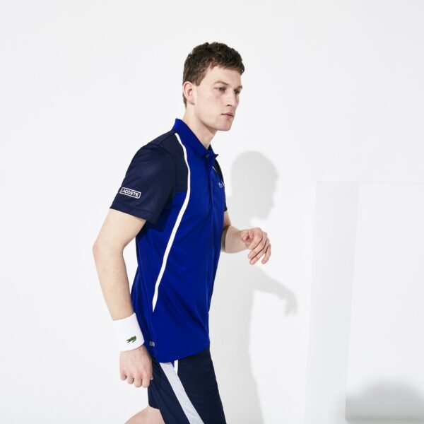 Áo Lacoste Polo SPORT Mesh Sleeved Tennis Blue DH4776-51-PHK - Ảnh 2