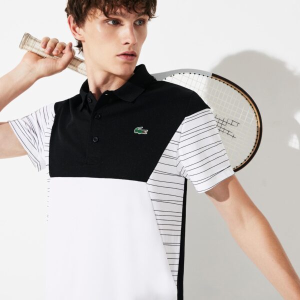 Áo Lacoste Polo Tennis Pique White Black DH8488-51-T0V - Ảnh 3