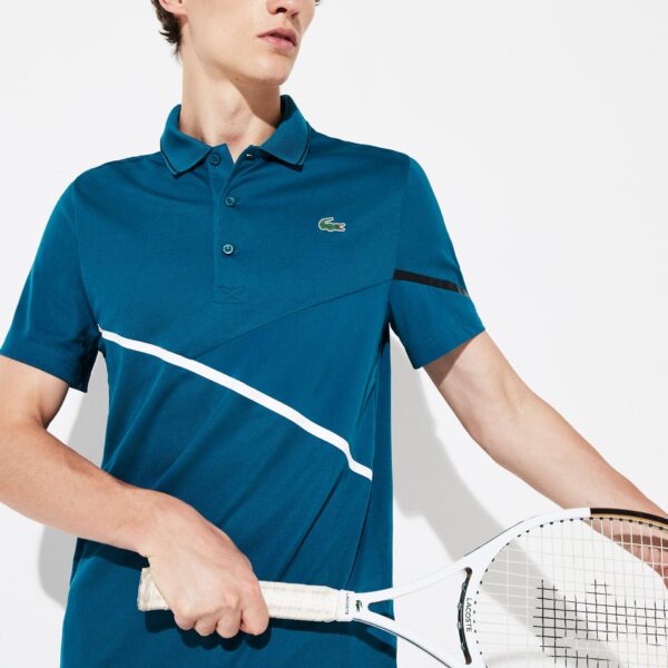 Áo Lacoste Polo Tennis Contrast Accent Pique Green Black DH8501-00-2FC - Ảnh 3