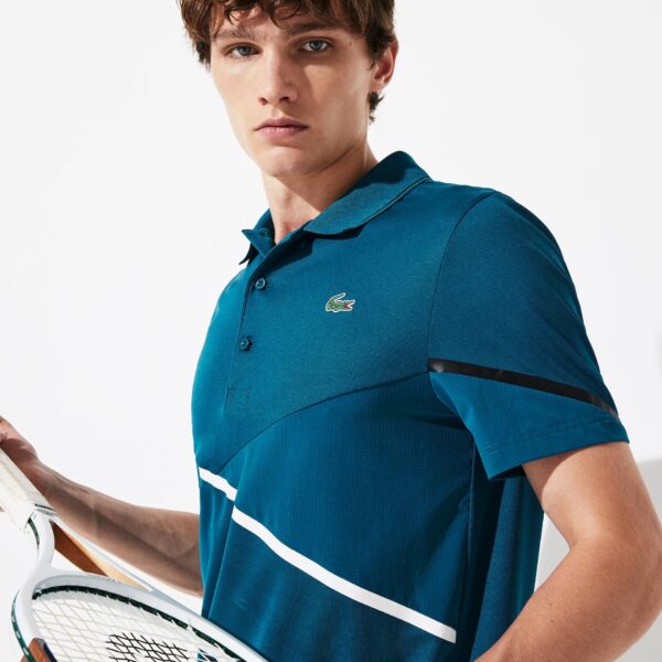 Áo Lacoste Polo Tennis Contrast Accent Pique Green Black DH8501-00-2FC - Ảnh 5