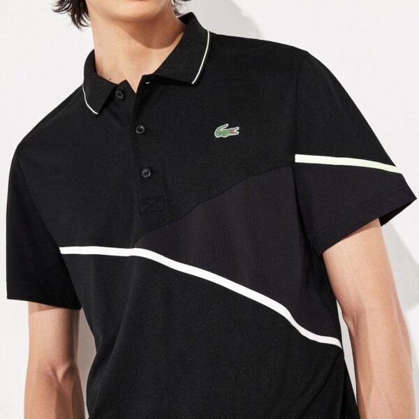 Áo Lacoste Polo Tennis Contrast Accent Pique Black WY DH8501-00-49K - Ảnh 2