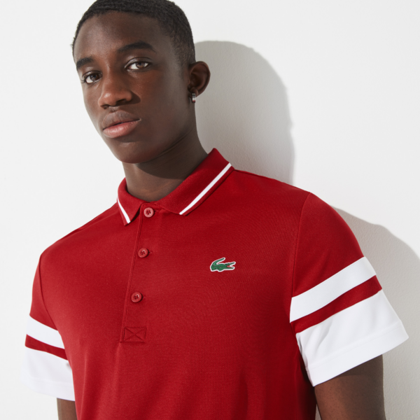 Áo Lacoste Striped Sleeves Breathable Piqué Tennis DH9681-EW6 - Ảnh 4