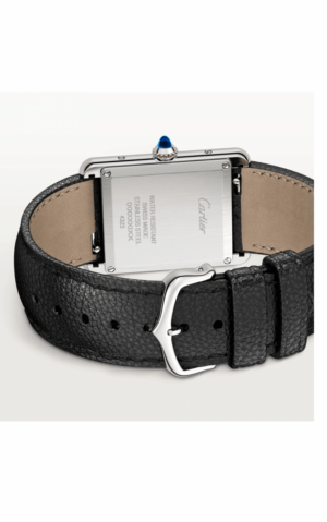 Dong Ho Cartier Tank Must Watch Large Quartz Steel Calfskin 'Black' WSTA0041
