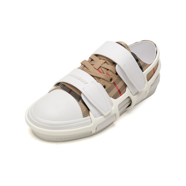 Giày Burberry Vintage Check Cotton Leather Webb Beige 80341431 - Ảnh 4