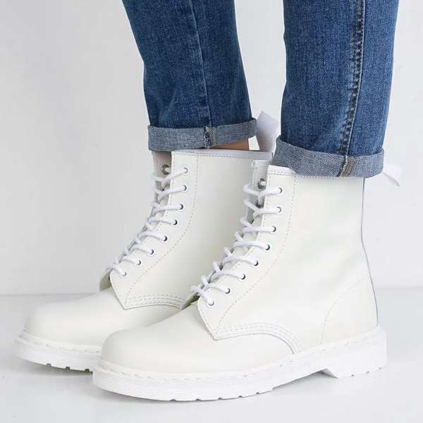 Giày Dr. Martens 1460 White Mono Smooth Leather Boots 14357100 - Ảnh 4