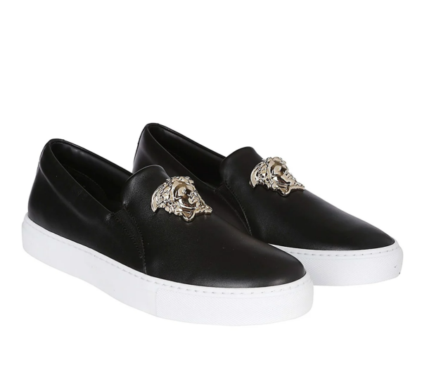 Giày Versace Black Leather Slip On Sneakers DSR488D-DVT2P-D41OC - Ảnh 2