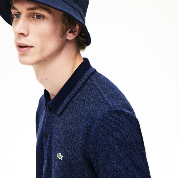 Áo Men's Lacoste Regular Fit Heathered Pique Polo Shirt  PH8863-4TX - Ảnh 2