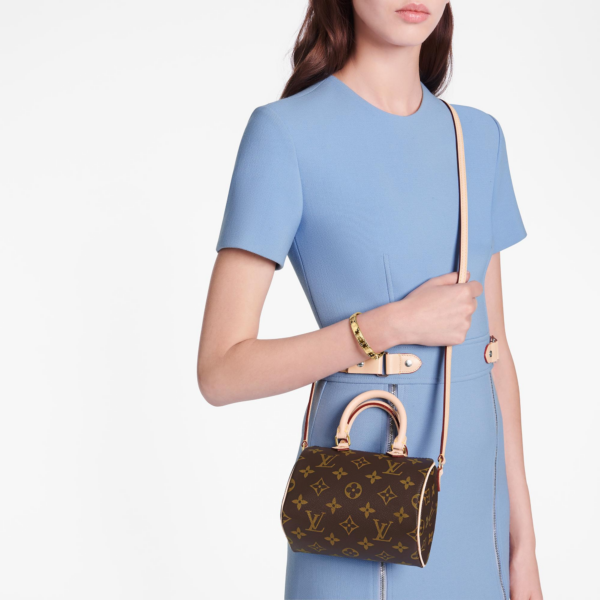 Túi Louis Vuitton Nano Speedy Monogram Canvas Brown Handbag M61252 - Ảnh 2