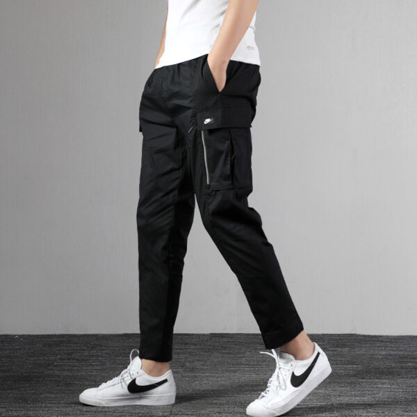 Quần Nike Sports Pants Drawstring Waist Zipper Decor Running Pants BV3128-010 - Ảnh 4