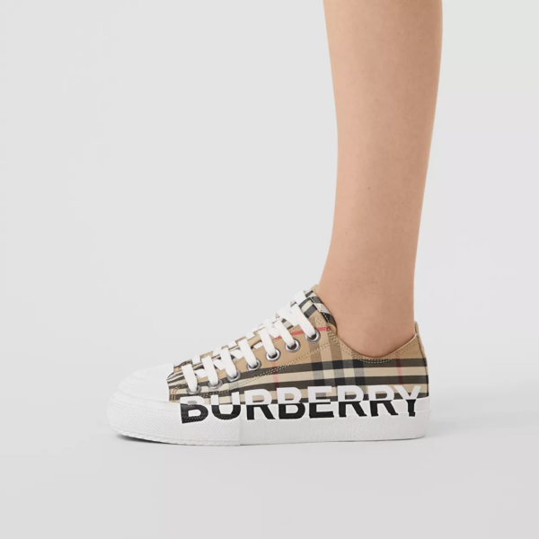 Giày Burberry Logo Print Vintage Sneakers Beige 80243011 - Ảnh 4
