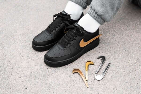 Giày Nike Air Force 1 Black Metallic Gold Removable Swoosh Pack CT2252-001 - Ảnh 5