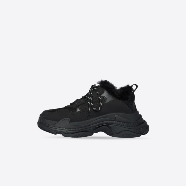 Giày Balenciaga Men's Triple S Trainers Fake Fur In Black 668563-W3CQ5-1000 - Ảnh 4