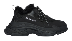 Giày Balenciaga Men's Triple S Trainers Fake Fur In Black 668563-W3CQ5-1000
