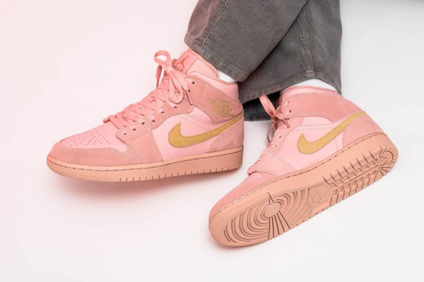 Giày Nike Air Jordan 1 Mid SE GS 'Coral Stardust' BQ6931-600 - Ảnh 6