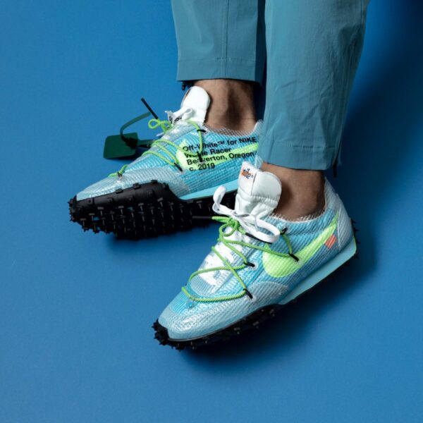 Giày Nike Off-White x Wmns Waffle Racer 'Vivid Sky' CD8180-400 - Ảnh 2