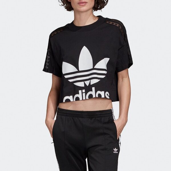 Áo Adidas Cropped Lace Tee Black FM1738 - Ảnh 4