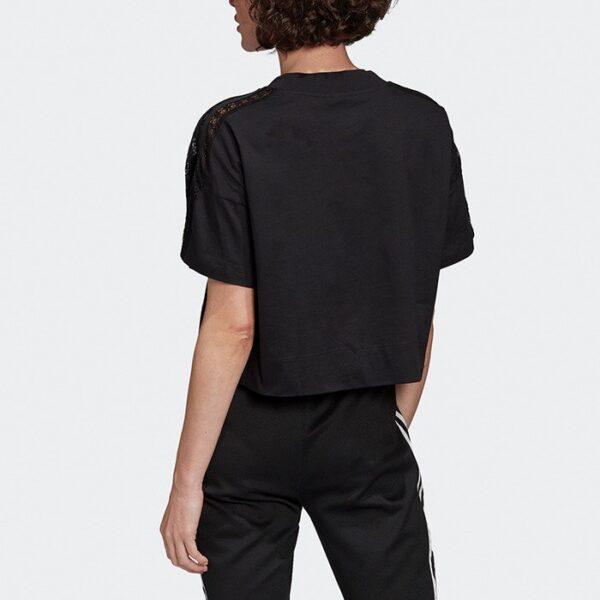 Áo Adidas Cropped Lace Tee Black FM1738 - Ảnh 3