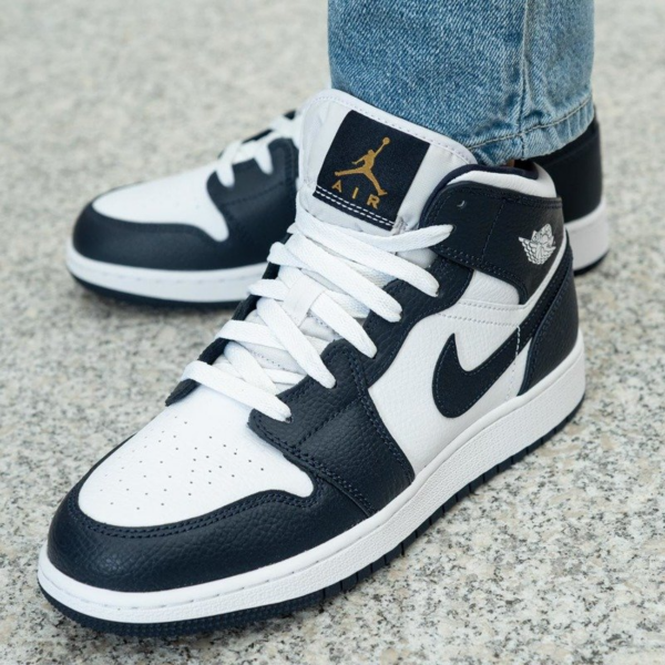 Giày Nike Air Jordan 1 Mid GS 'Obsidian' 554725-174 - Ảnh 2